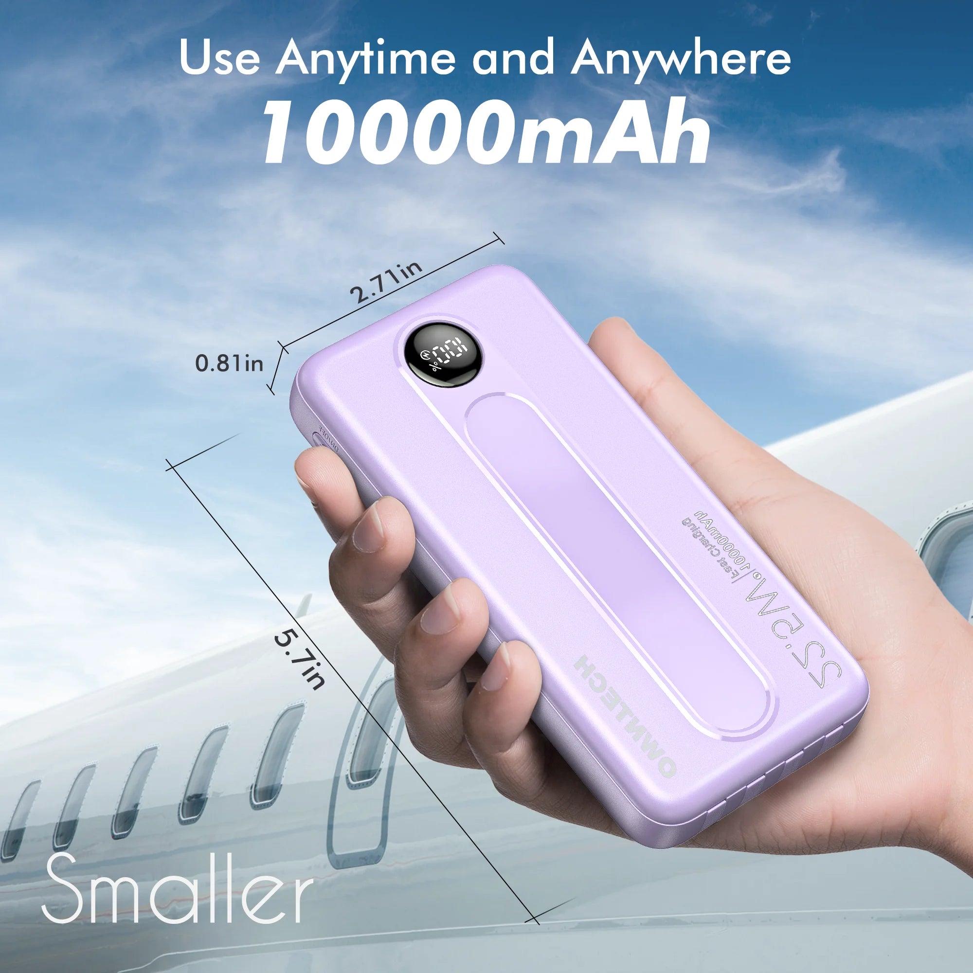 10000Mah Portable Charger with Built-In Cables, 22.5W Fast Charging, USB-C Power Bank, LED Display, Compatible with Iphone 16/15/14, Samsung & Android Phones (Purple)