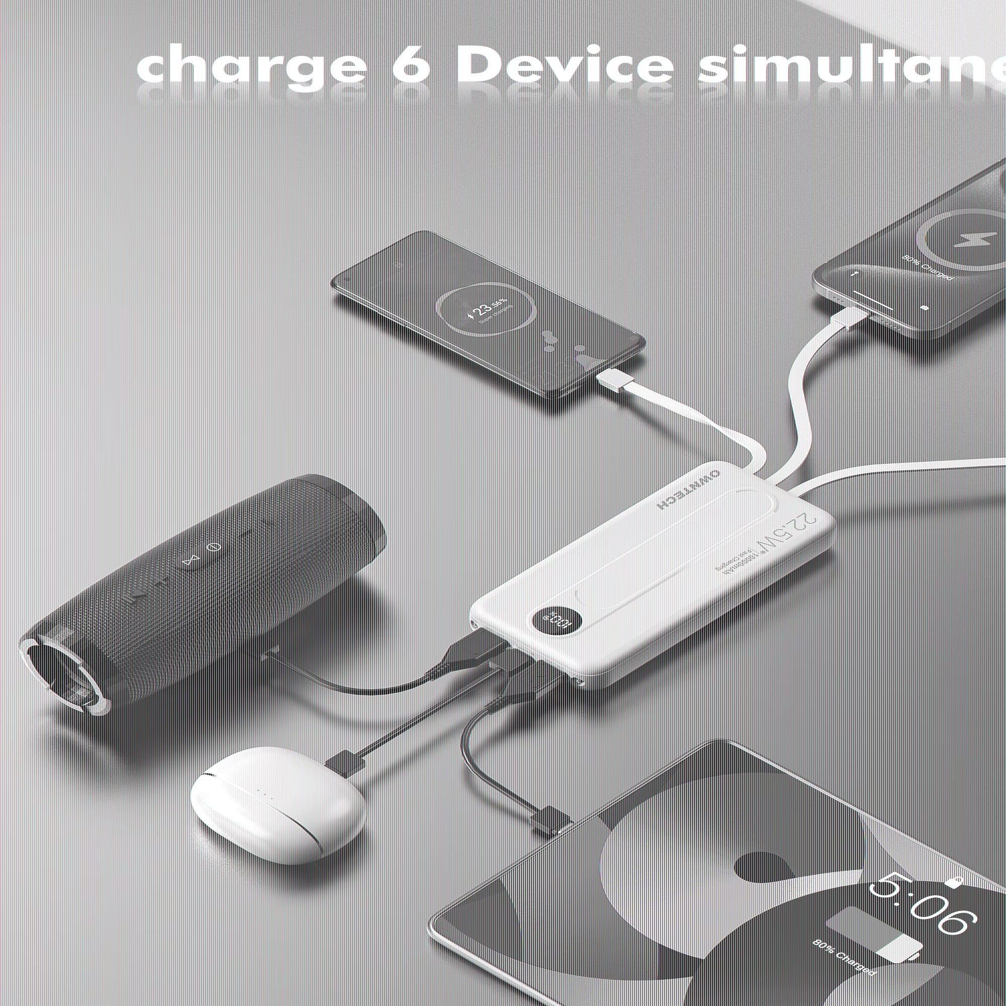 10000Mah Portable Charger with Built-In Cables, 22.5W Fast Charging, USB-C Power Bank, LED Display, Compatible with Iphone 16/15/14, Samsung & Android Phones (Purple)