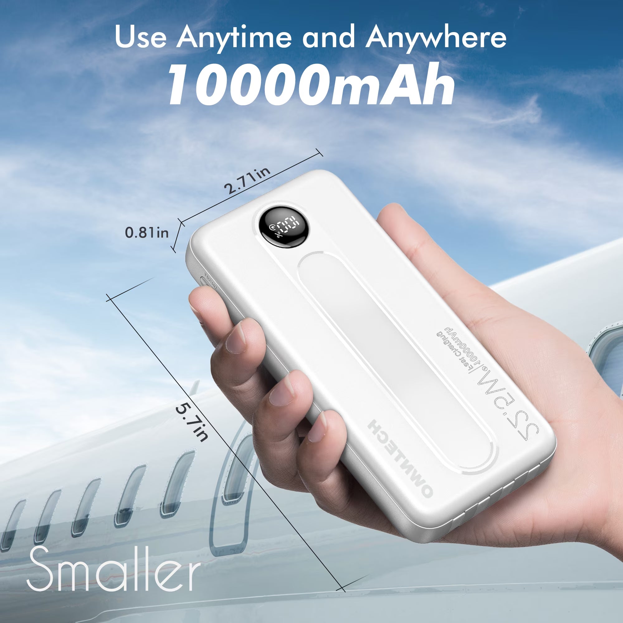 10000Mah Portable Charger with Built-In Cables, 22.5W Fast Charging, USB-C Power Bank, LED Display, Compatible with Iphone 16/15/14, Samsung & Android Phones (White)