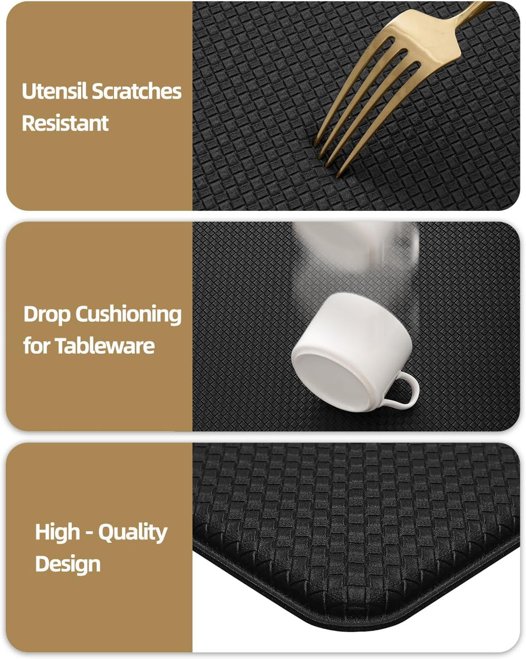 anti Fatigue Cushion Kitchen Mat for Floor -17"X59",Easy Clean, Water & Oil Proof, anti Slip, Foam Rubber Runner Rug for Front Sink Comfort Standing,Black