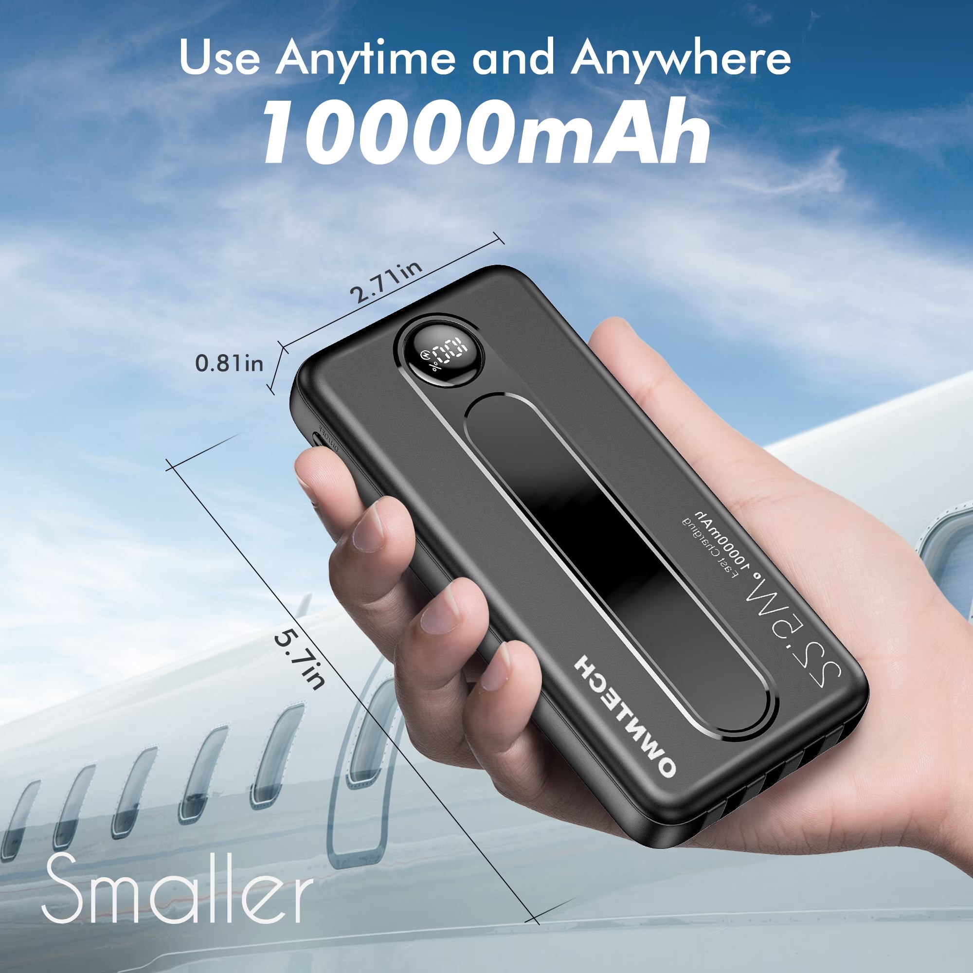 10000Mah Portable Charger with Built-In Cables, 22.5W Fast Charging, USB-C Power Bank, LED Display, Compatible with Iphone 16/15/14, Samsung & Android Phones (Black)